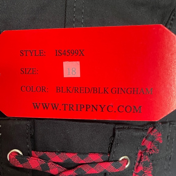 #TNYC273- NWT - Tripp NYC Black Pants with Red Lace-Up Accents- 18 - Picture 4 of 9
